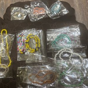 Stretch bracelets, various colors, $5.00 each or 16 for $44.00